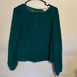 BCBGeneration Emerald Sheer Long Sleeve Blouse Women’s Sz XS
